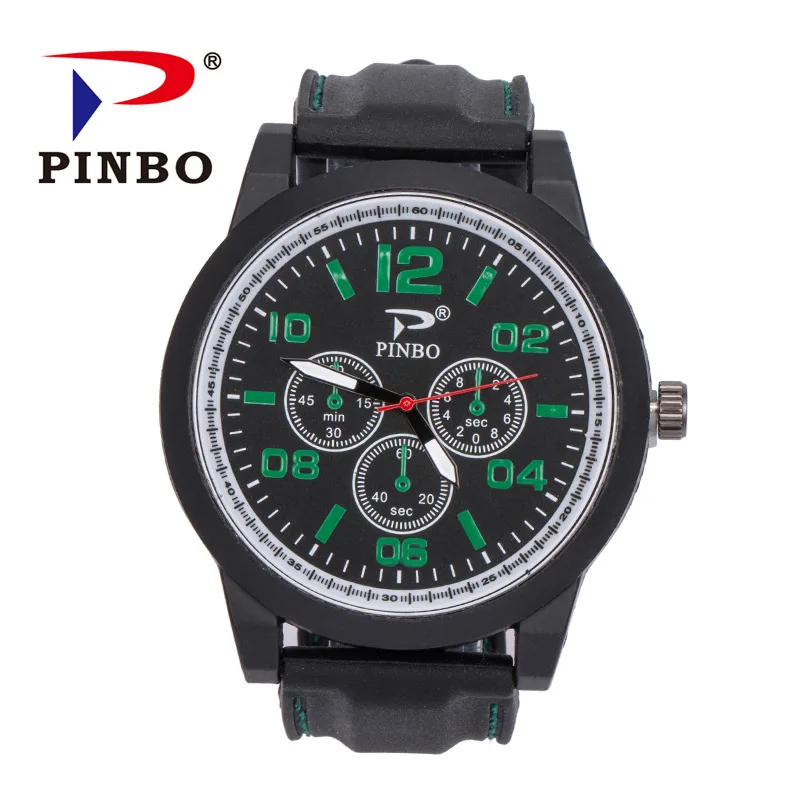 

Hot Selling Large Dial Silicone Band Casual MEN'S Watch Double-Layer Three-Eyed with Numbers Measuring Quartz Watch