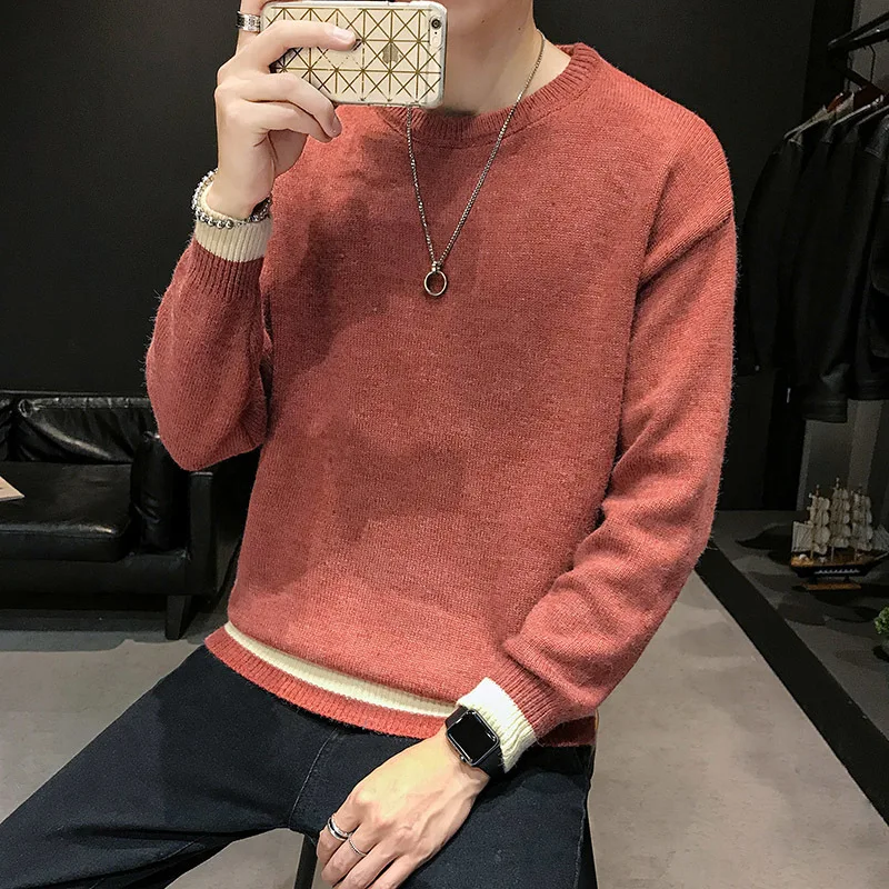Winter Thick Sweater Men's Slim Fashion O-neck Knit Pullover Men Streetwear Knitting Sweaters Mens Warm Male Clothes M-3XL