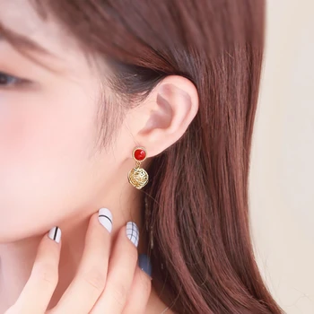 

Korean-Style Elegant Metal Stud Ring Porous Net Ball Drop/Dangle Earrings Women's Cool Exaggerated Ins.Star Ear Accessories