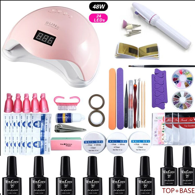 Профессиональный льдинка светильник гелевый набор с УФ лампой 48 Вт гелевая пилочка маникюр Дизайн ногтей гель для УФ-гель для ногтей 8 шт. гель лак для ногтей