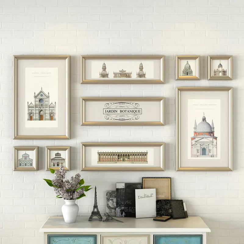 

Retro Style Living Room Hanging Picture Frame Cheap Combination Wall Photo Frame Porch Wall Panting Picture Frame Art Home Decor
