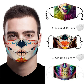 

Adult Big Mouth Print Face Fabric Masks Skull Mouth Cover Reusable Protection Dust Washable Masks Proof Bacteria Mask