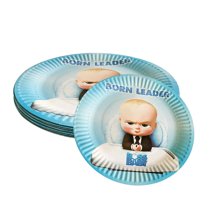 10PCS 7 inch Baby Boss тематическая вечеринка на день рождения украшения детские одноразовые столовые приборы вечерние украшения для душа подарок мешок торт Топпер коробка для конфет - Цвет: 10PCS 7 inch