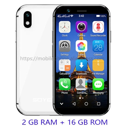 XS-white-2-16 SOYES XS маленький мини 4G Смартфон Поддержка Google play 3," мобильный телефон android 6,0 разблокировка с двумя sim-картами для распознавания лица Бесплатный чехол-пленка подарок - Цвет: XS-white-2-16