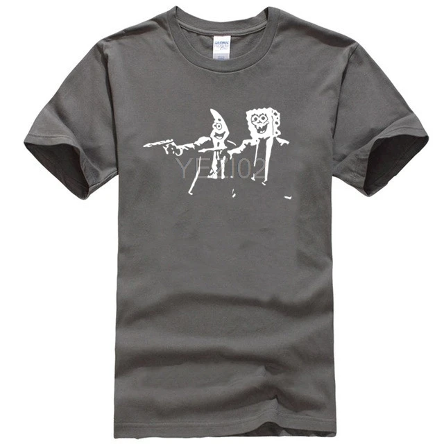 Губка Боб и Патрик целлюлозная фантастика Мужская футболка - Цвет: charcoal gray