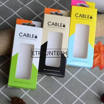 

500pcs Colorful Cardboard Package Case for Cell Phone Data Line USB Cable Boutique Paper Pack Box Hang Hole