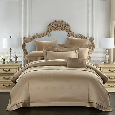 Роскошные пододеяльник из жаккардового шелка 4 шт. queen King size из египетского хлопка Ультра Комплект мягкого постельного белья стеганое одеяло простыня набор постельных принадлежностей коричнево - Цвет: color5