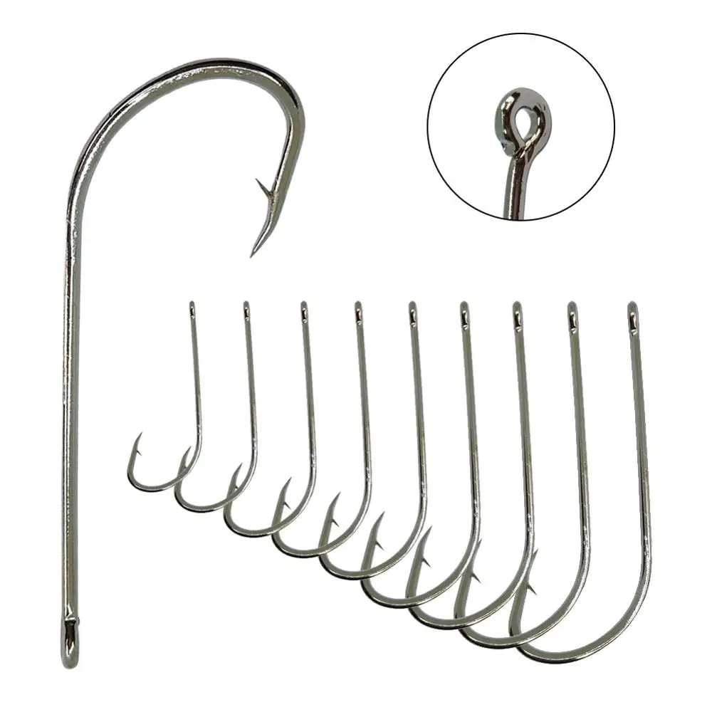 10/20-pieces Sea Fishing Hooks 8#-10/0# Stainless Steel Barbed Fishhook Single Circle Lure Hook Saltwater Carp | Спорт и развлечения