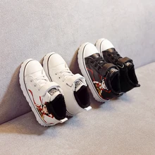 Зимняя детская обувь с рисунком граффити; Детские кроссовки; Теплая Повседневная обувь для девочек; удобная детская обувь на плоской подошве; Tenis Infanti