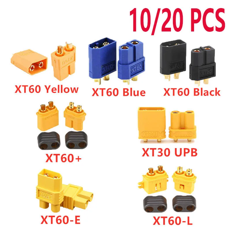 10/20 шт XT60 черный/синий/XT60 +/XT30UPB/ E/XT60 L штекерные разъемы для RC Lipo батареи