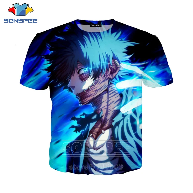 

SONSPEE My Hero Academia T Shirt Fashion Men Tshirt Women Tees Tops 3D Print Anime Dabi Asui Tsuyu Men's T-shirts Pullover C001-