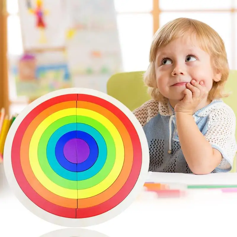 Greatest  Wooden block rainbow kids children building blocks wooden toys baby early learning montessori educa