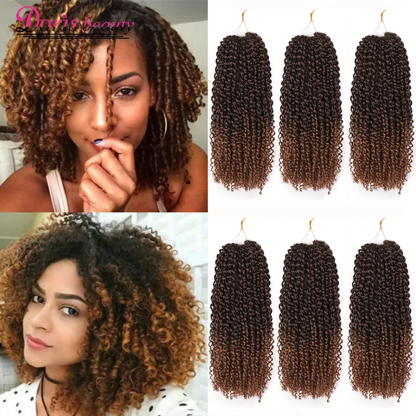 Curly Crochet Hair-Extensions Braid Marley Synthetic Color Ombre Brown