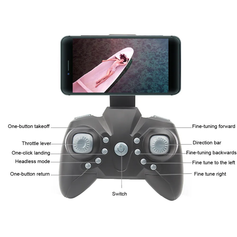 Мини D2WH Дрон Складная с поддержкой Wi-Fi FPV 2.0MP HD Камера 2,4G 6-осевой Безголовый RC вертолет Quadcopter RC Дроны с Камера HD
