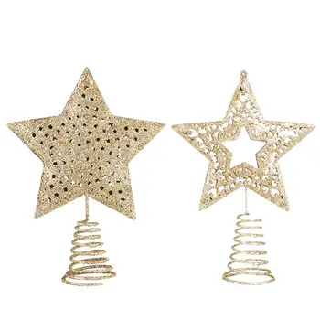 

2 Pcs Exquisite Chrismtas Tree Toppers Stylish Novel Tree Star Decors (Golden)