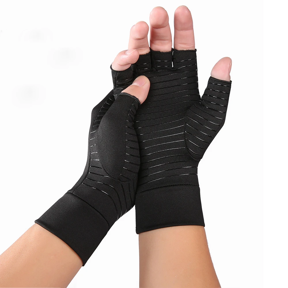 Compression Arthritis Gloves with Non Slip Silicone Gel Open Finger