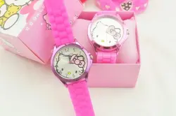 Детские часы с героями мультфильмов «hello kitty», корейское издание, KT cat jelly, цветные часы для девочек, «hello kitty», студенческие часы