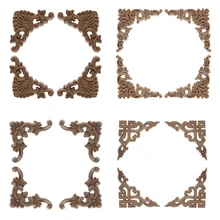 4 шт. неокрашенные деревянные Молдинги наклейка европейская деревянная аппликации для корпусной мебели, новинка, платье с цветочным рисунком резьба по дереву декоративная статуэтка 4 шт. неокрашенные деревянные Молдинги наклейка европейская деревянная аппликации для корпусной мебели, новинка, платье с цветочным рисунком резьба по дереву декоративная статуэтка