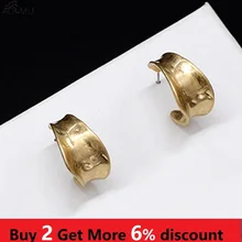 AOMU простые винтажные Ретро античные антиаллергенные серьги-гвоздики из нержавеющей стали с широкой полукруглой формы для женщин