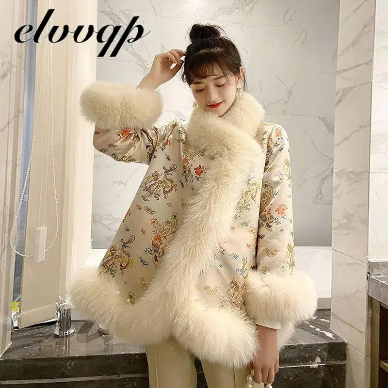 Eco fur Long Coat Monogram