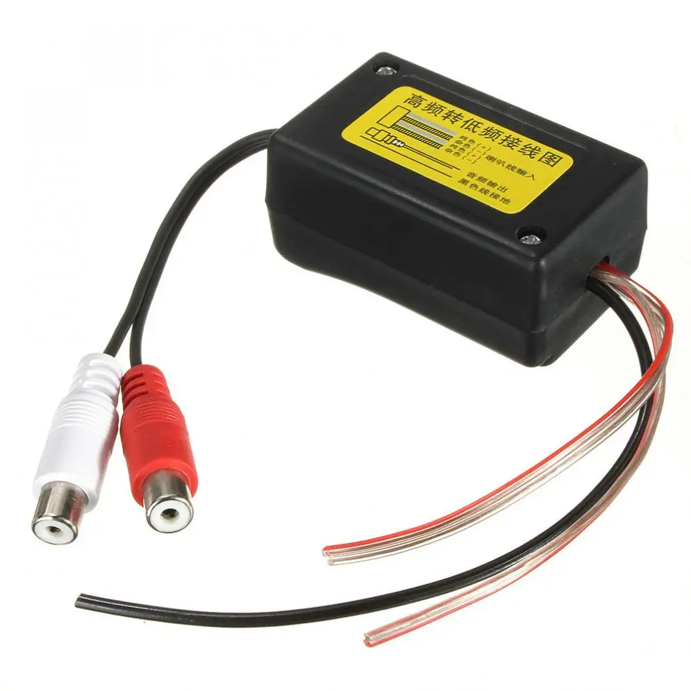 

High to Low Level Car Speaker RCA Converter with Ground Wire New