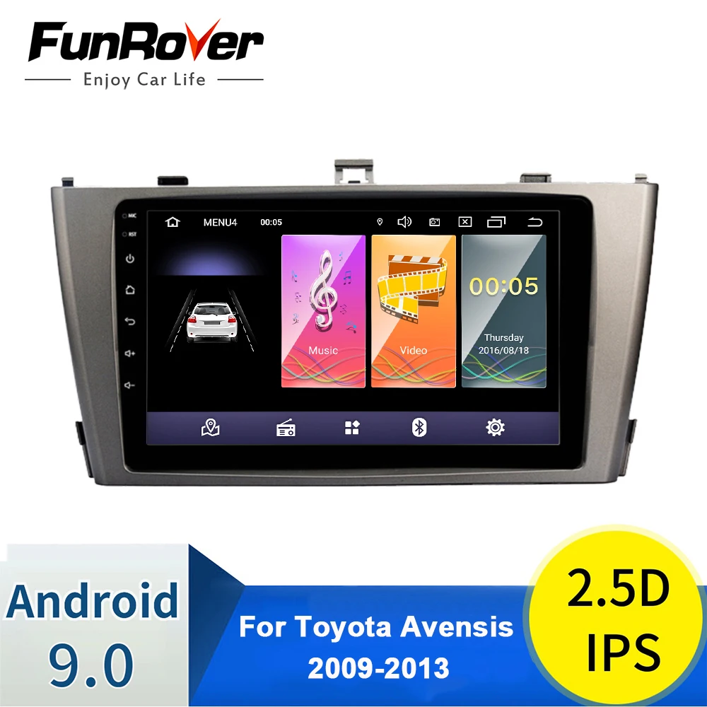 cheap FUNROVER 2.5D+IPS 2 din Android 9.0 car radio navigation Multimedia dvd gps player For Toyota Avensis 2009 2013 navi stereo RDS