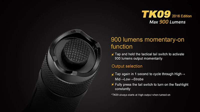 Fenix TK09 Cree XP-L HI светодиодный 900lms карманный тактический фонарь