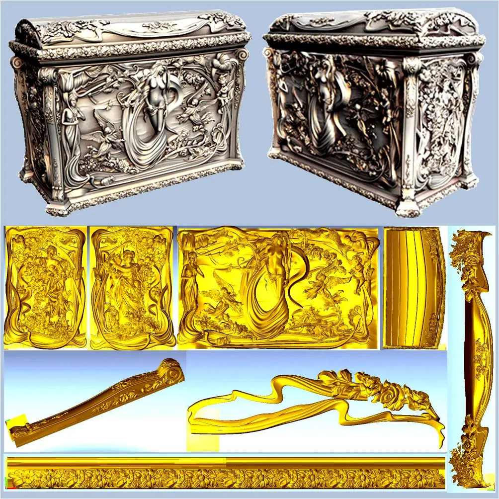 Изысканный дизайн коробки с голыми девушками 3d модель STL relief для формата cnc ЧПУ