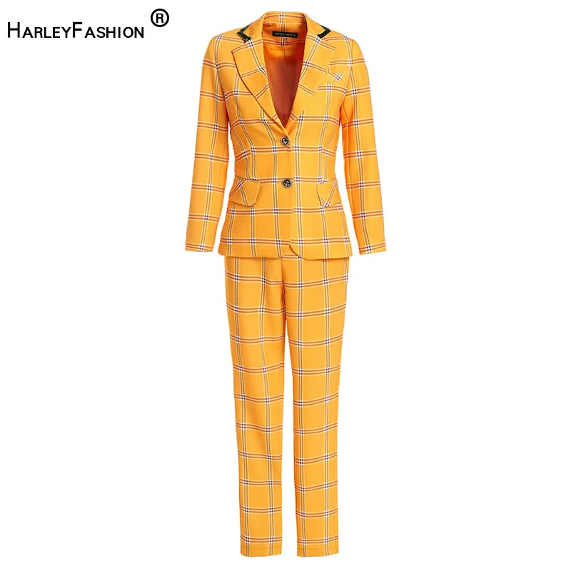 yellow plaid dress pants