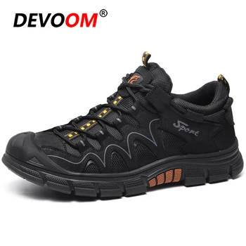 

New Outdoor Waterproof Hiking Shoes Men Non-slip Sport Mountain Walking Boots Size 46 Genuine Leather Trekking Climbing Shoe Men