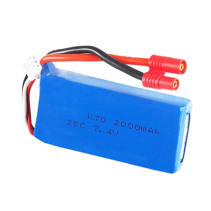7,4 V 2000mAh 20C литиевая батарейка для вертолетов дистанционного управления K70 четырехосевой летательный аппарат литиевая батарея