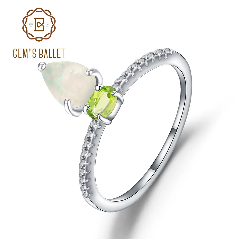 GEM'S BALLET Classic 925 Sterling Silver Gemstone Rings Natural Peridot African Opal Ring For Women Wedding Fine Jewelry GEM'S BALLET Classic 925 Sterling Silver Gemstone Rings Natural Peridot African Opal Ring For Women Wedding Fine Jewelry