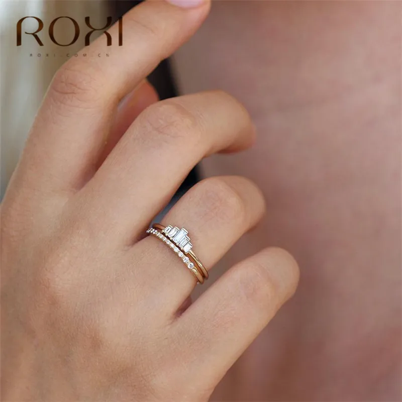 ROXI AAA циркон обручальные кольца для женщин Изящные золотые цветные свадебные кольца Свадебные ювелирные изделия Австрийские хрустальные кольца палец Anillos