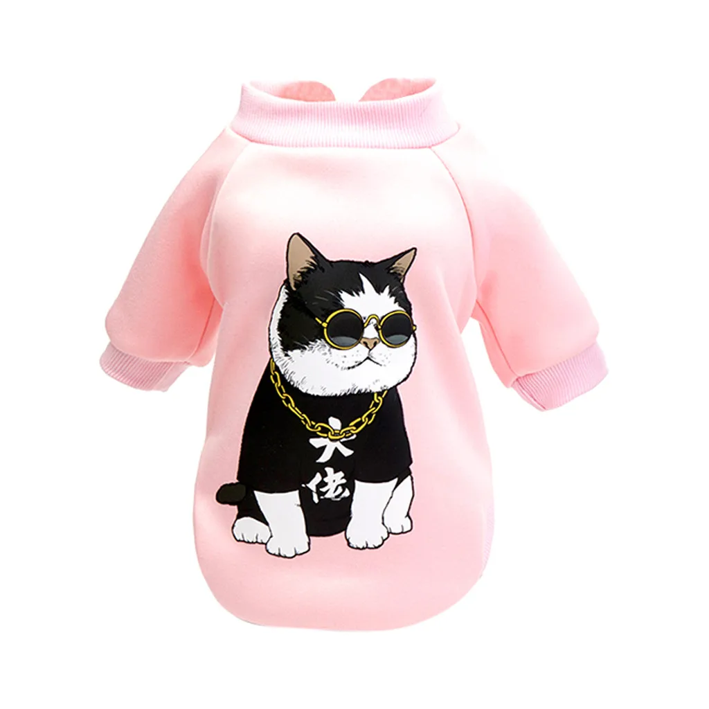 Pink A Новинка; толстовка с капюшоном для щенка и собаки; осенне-зимний модный милый удобный костюм с принтом «старая собака»; утепленная одежда; теплая одежда; YH - Цвет: Pink A