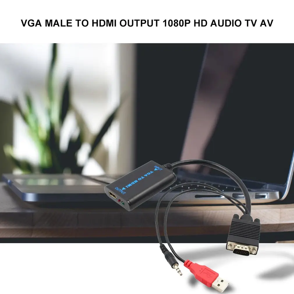 VGA Male To HDMI Output 1080P HD Audio TV AV HDTV Video Cable Converter Adapter for PC laptop to Projector | Электроника
