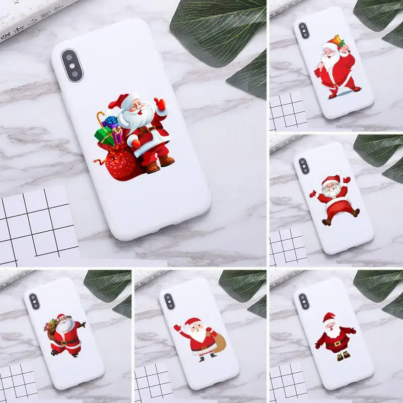Рождественский мультяшный чехол для телефона с Санта-Клаусом iPhone 11 Pro Max X XR XS 8 7 6s