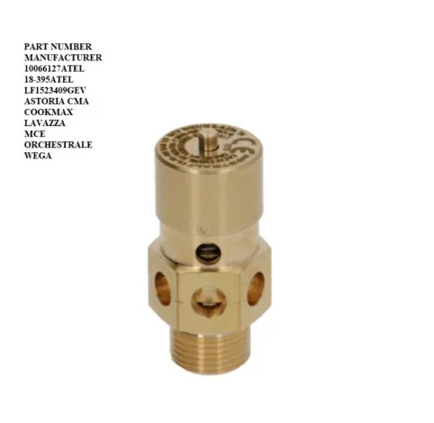 Caldaia Valvola Ø 3/8 "M 1,9Bar Ce-Ped,1523409,Wega,Mce,Lavazza,Cookmax,Astoria Cma