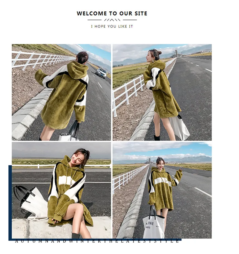 Fashion Navy Beige Pink Stitching Woolen Jacket Female Long Paragraph Korean New Thicken Warm Winter Women Wool Coat Z49