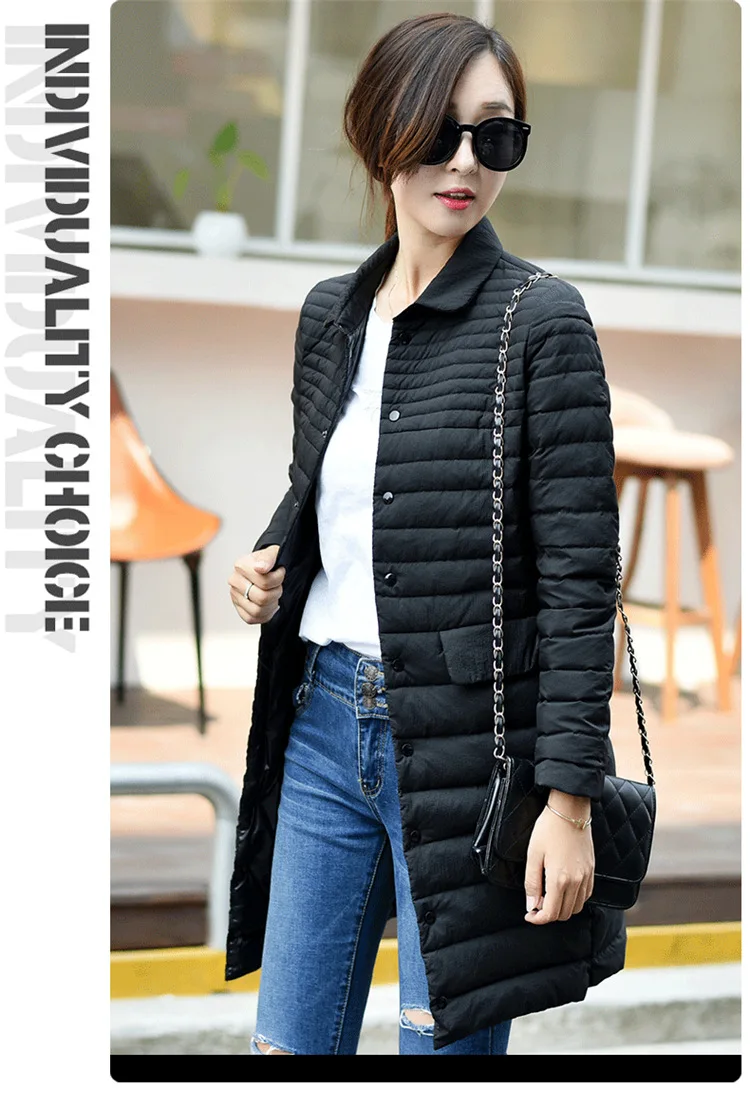 В Корейском стиле; Лот из 4-Слои сделать тонкий средней длины Slim Fit пуховик Для женщин производителей Прямая поставка Don't Run вельветовые с рисунком Питер Pa