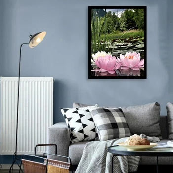 

Diamond Embroidery Flower Lotus Full Display 5D DIY Cross Stitch Rhinestones Full Square Diamond Painting Decor Home-Dropship