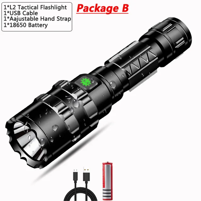 Tactical Flashlight High Lumen L2 LED Light Red/Green/White Waterproof Torch with as Outdoor Hunting Shooting Flashlight - Испускаемый цвет: Package B