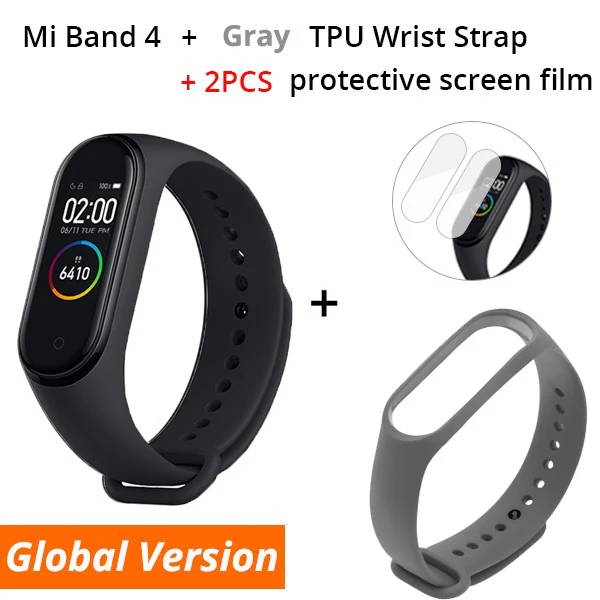 GL n Gray Strap Xiaomi mi-браслет 4 смарт-браслет AMOLED экран mi Band 4 смарт-Браслет фитнес-браслет Bluetooth спортивный водонепроницаемый смарт-браслет - Цвет: GL n Gray Strap