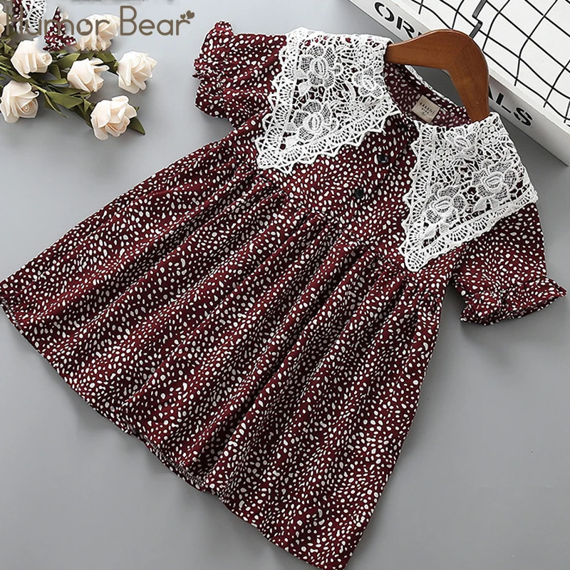 Humor Bear/летнее платье для девочек; одежда для малышей; платье для принцессы с воротником; модные детские милые вечерние платья; одежда для малышей