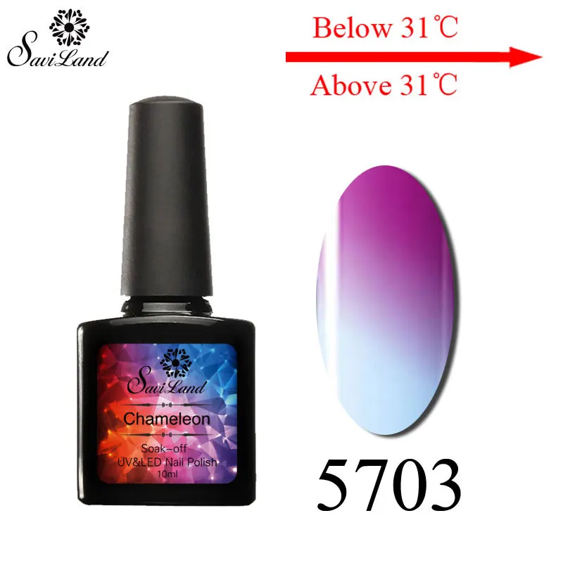 5703 Saviland 10 мл Гель-лак для ногтей Vernis термо-температура меняющий цвета Гибридный гвоздь лак для дизайна впитывающийся УФ-гель для ногтей - Цвет: 5703