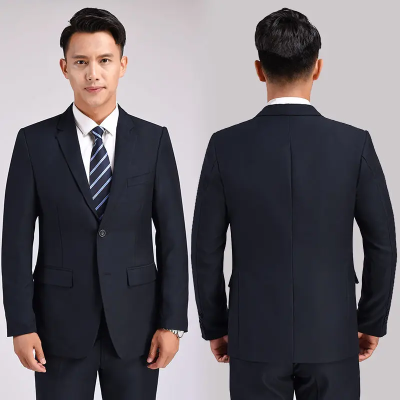

Men Suits 2 Pieces Jacket Pants Business Uniform Office Suit Wedding Groom Tuexdo Slim Fit Single Button Casual Formal Mens Sets