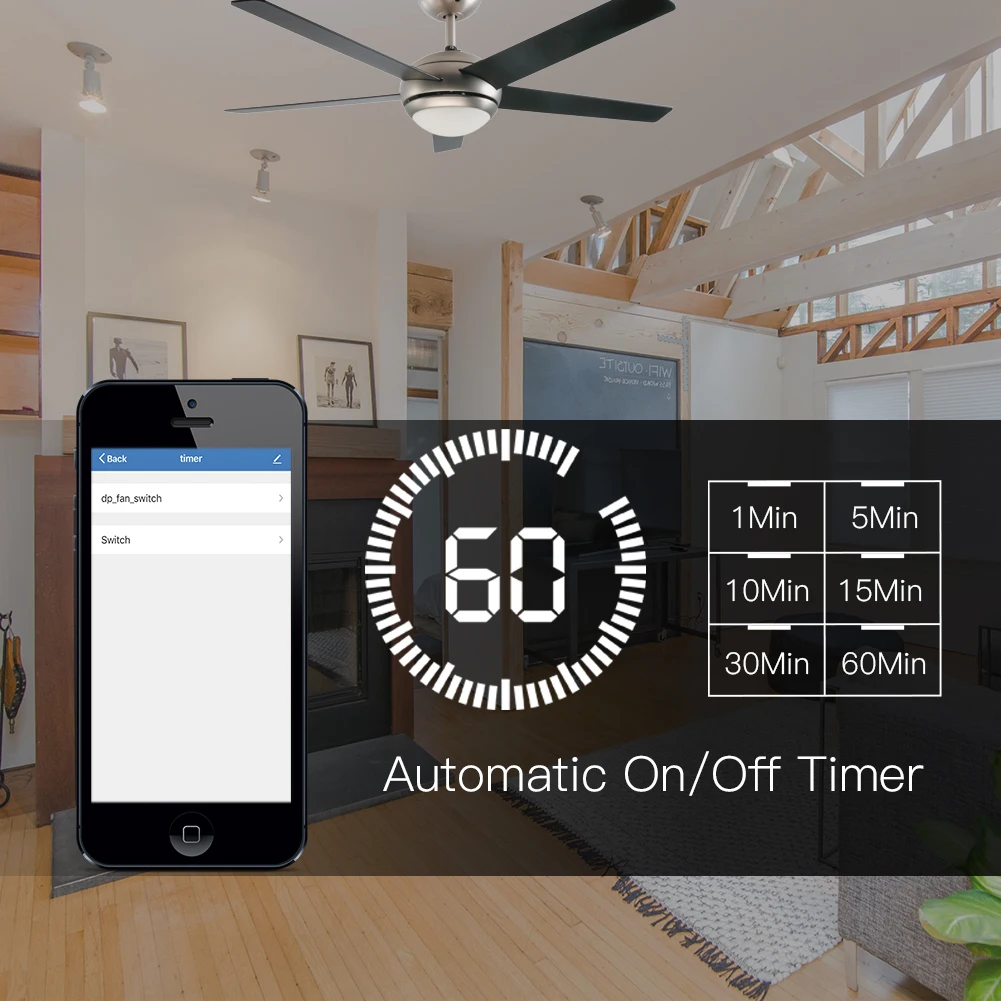 WiFi умный потолочный светильник-вентилятор настенный выключатель, Smart Life/Tuya APP пульт дистанционного управления различными скоростями, совместим с Alexa и Google Home