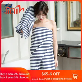 

NarwalDate Long-wool Cotton Wearable Bath Towel Ultra Absorbent Thicken Soft Knee Length Spa Waffle Body Wrap Terry Beach Towels
