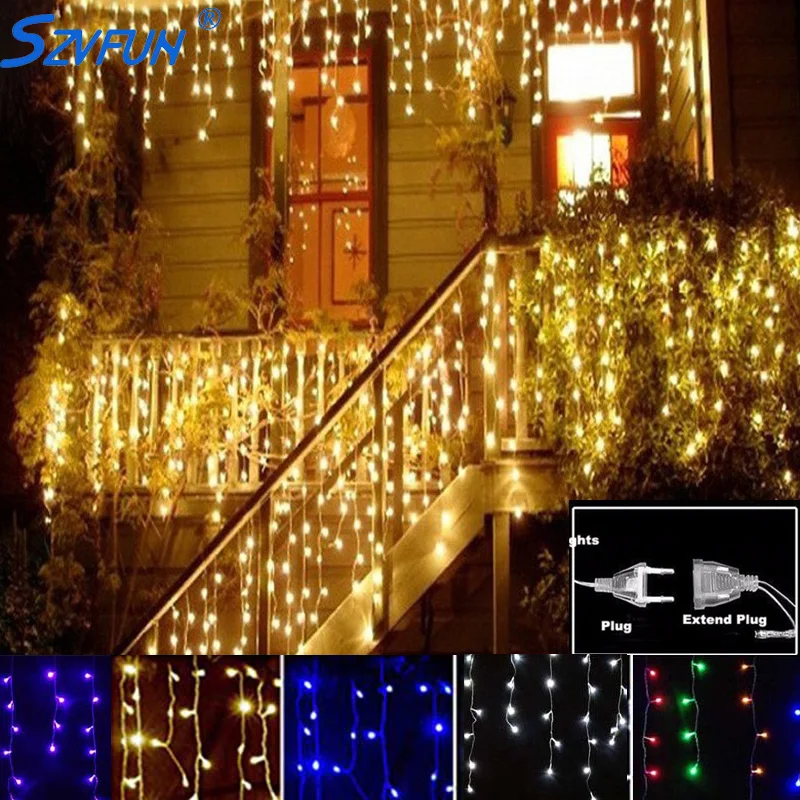 Рождественские огни Led Шторы гирлянда из светодиодной ленты 220V 4,5 м 100 светодиодов домашняя гирлянда вечерние на открытом воздухе, свадебных платьев, декоративных изделий и гирляндой