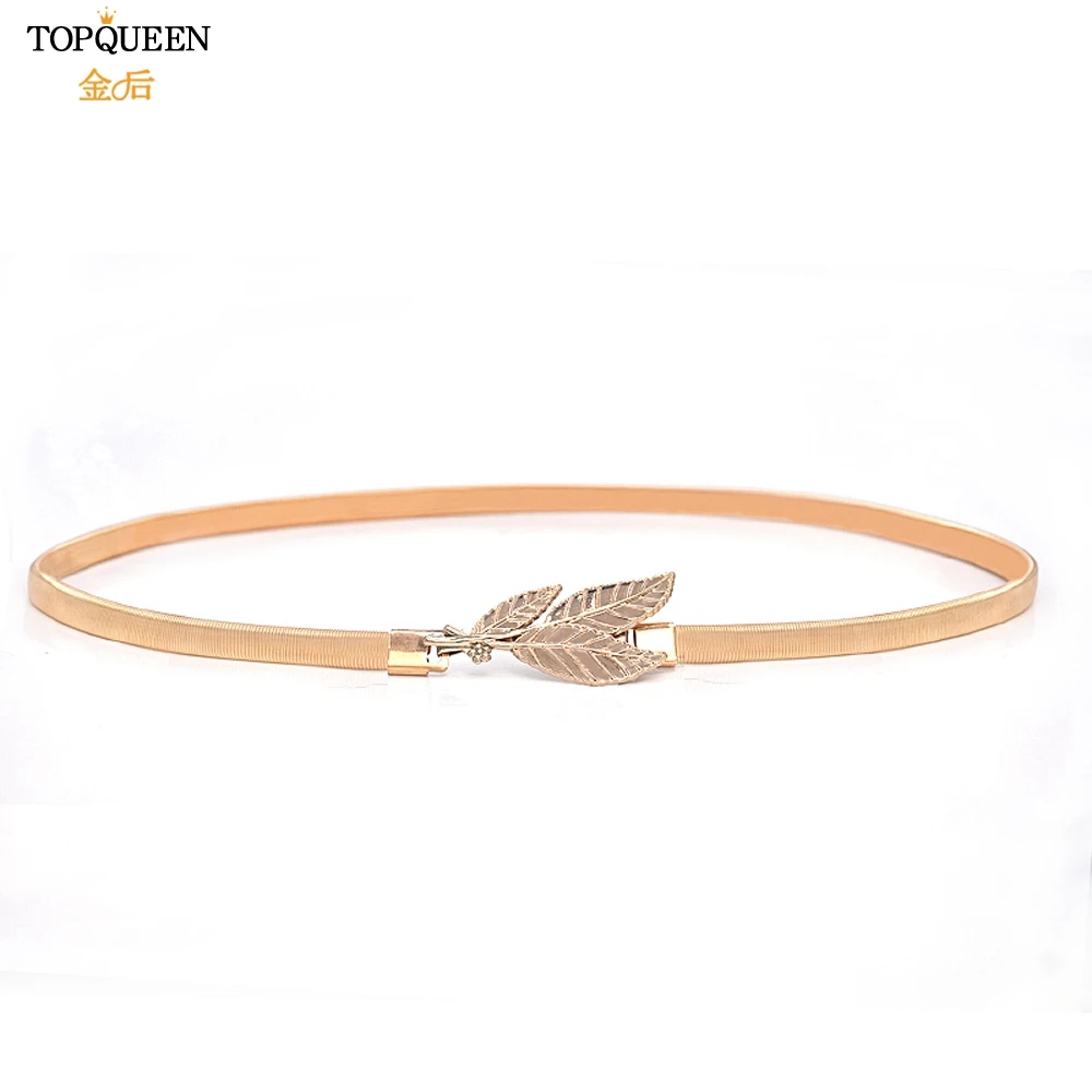 TOPQUEEN S447, платье с поясом, простые универсальные модные женские кожаные пояса, тонкий металлический золотой пояс с эластичной пряжкой - Цвет: gold