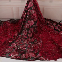 Парча африканская кружевная ткань высокого качества нигерийская стеклянная пряжа кружева жаккард Tissu нигерийский тюль для вечеринки свадебные платья
